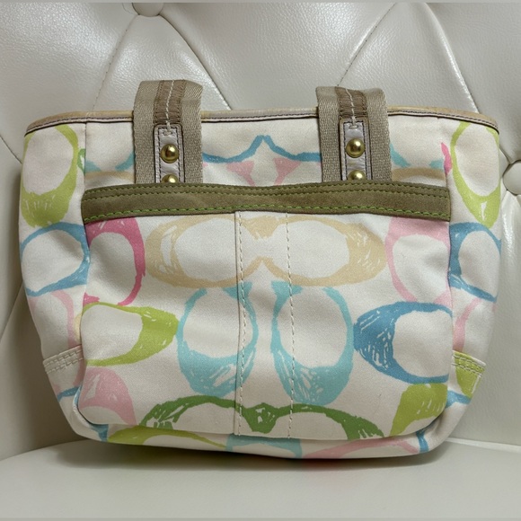 Coach Pastel Hampton Signature Scribble Womens Multi-Color Purse - Picture 2 of 14